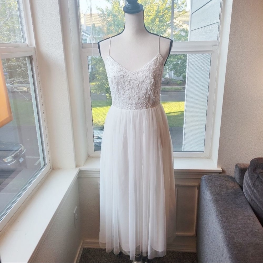 Adrianna Papell White Beaded Formal Dress | 6